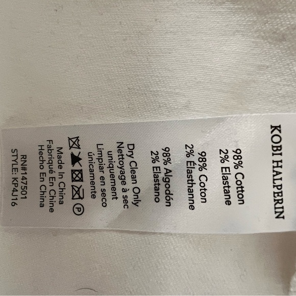 NWT $348 Kobi Halperin Teagan Denim White Jacket Size S Cropped Brooch - Picture 11 of 13
